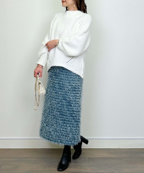 Lo-Fi（ローファイ）の「バルキーヤーンルーズニット（ニット/セーター・レディース・オフホワイト/ピンク/ブルー・M）」の17枚目の写真