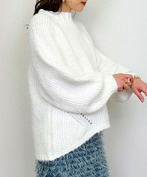 Lo-Fi（ローファイ）の「バルキーヤーンルーズニット（ニット/セーター・レディース・オフホワイト/ピンク/ブルー・M）」の12枚目の写真