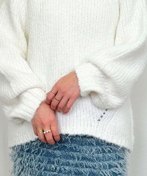 Lo-Fi（ローファイ）の「バルキーヤーンルーズニット（ニット/セーター・レディース・オフホワイト/ピンク/ブルー・M）」の15枚目の写真