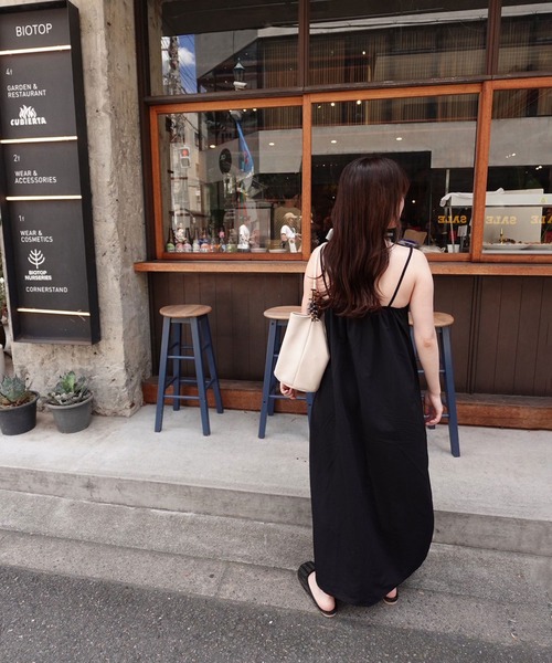 【新品未使用】Ackaパフキャミソールワンピース セール】ナイロンキャミワンピース(ayaka select) / ノースリーブ