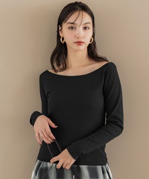 Tシャツ/カットソー（ブラック/黒色系・オフショルダー