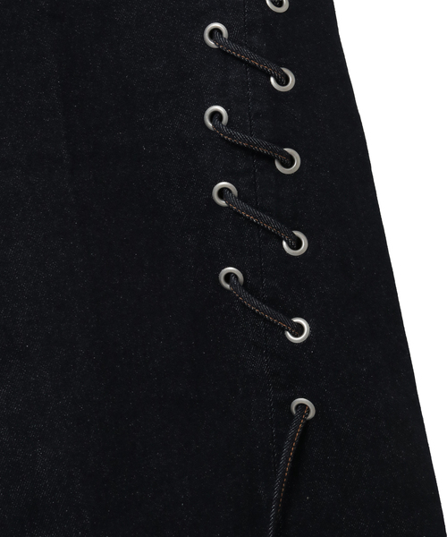 CONVERSE TOKYO（コンバーストウキョウ）の「【HL】LACE-UP WIDE DENIM PANTS RIGID (SET-UP)（デニムパンツ・レディース・ネイビー・SMALL/MEDIUM）」の9枚目の写真