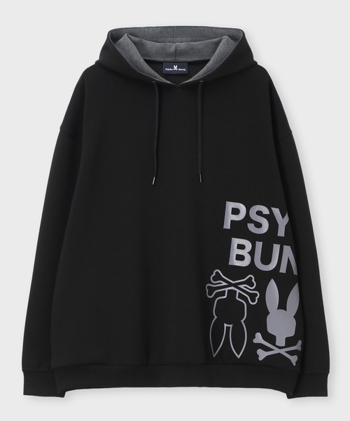 Psycho Bunny（サイコバニー）の「[WEB限定]ダンボール サイドロゴワイドパーカ（パーカー・メンズ・ブラック/チャコールグレー・FREE）」の11枚目の写真