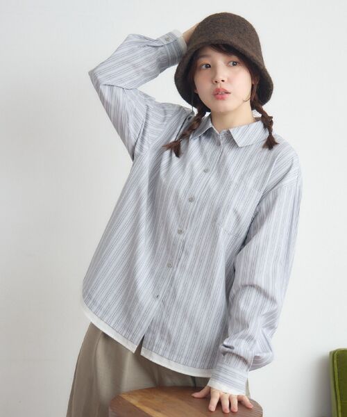 RETRO GIRL(レトロガール)の「レイヤード風シャツ(シャツ/ブラウス・レディース・オフホワイト/グレー系その他/イエロー系その他・FREE)」の4枚目の写真