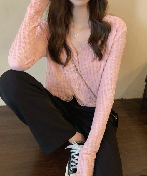 HALEY PESCA（ヘーリーペスカ）の「HALEY PESCA/レースレイヤード　ショートカーディガン（カーディガン/ボレロ・レディース・ピンク/アイボリー・SMALL/MEDIUM）」の16枚目の写真