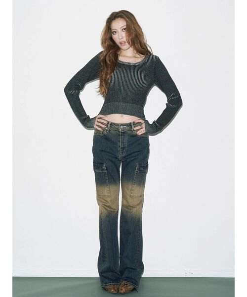 EVRIS（エヴリス）の「バックリボンニットトップス（ニット/セーター・レディース・ブラック/ピンク/ブラウン/イエロー・FREE）」の6枚目の写真