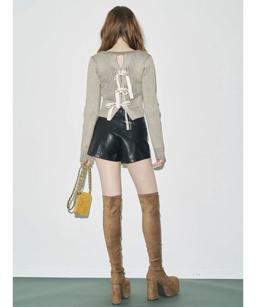 EVRIS（エヴリス）の「バックリボンニットトップス（ニット/セーター・レディース・ブラック/ピンク/ブラウン/イエロー・FREE）」の15枚目の写真