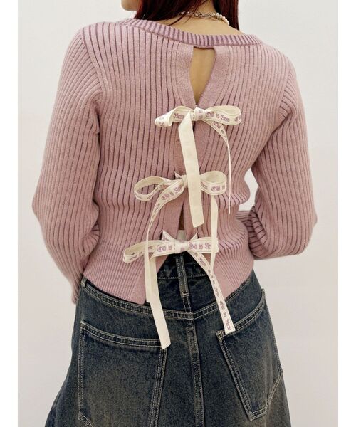 EVRIS（エヴリス）の「バックリボンニットトップス（ニット/セーター・レディース・ブラック/ピンク/ブラウン/イエロー・FREE）」の18枚目の写真