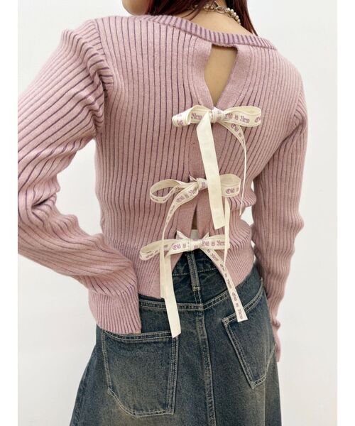 EVRIS（エヴリス）の「バックリボンニットトップス（ニット/セーター・レディース・ブラック/ピンク/ブラウン/イエロー・FREE）」の19枚目の写真