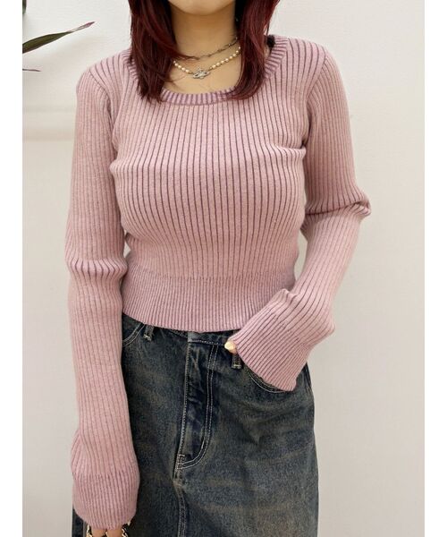 EVRIS（エヴリス）の「バックリボンニットトップス（ニット/セーター・レディース・ブラック/ピンク/ブラウン/イエロー・FREE）」の20枚目の写真