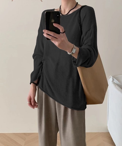 セール】ゆるラインが映える、大人のルーズニット Vネックシアー