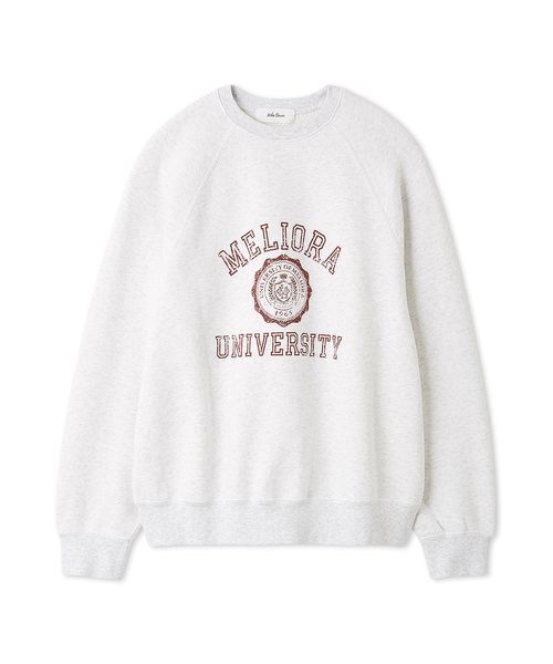 Mila Owen（ミラオーウェン）の「ヴィンテージライクカレッジロゴトレーナー（スウェット・レディース・ブルー/ベージュ/ライトグレー/ピンク・0/1）」の2枚目の写真