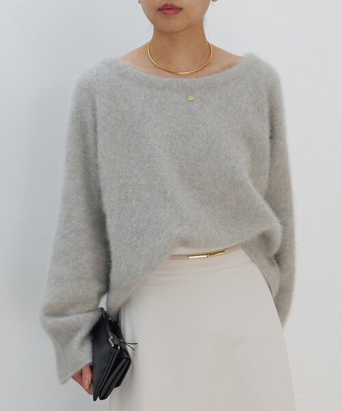 GALLARDAGALANTE（ガリャルダガランテ）の「ファーボートネックプルオーバー（ニット/セーター・レディース・ダークブラウン/ライトグレー・FREE）」の3枚目の写真