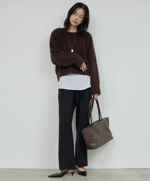 GALLARDAGALANTE（ガリャルダガランテ）の「ファーボートネックプルオーバー（ニット/セーター・レディース・ダークブラウン/ライトグレー・FREE）」の14枚目の写真