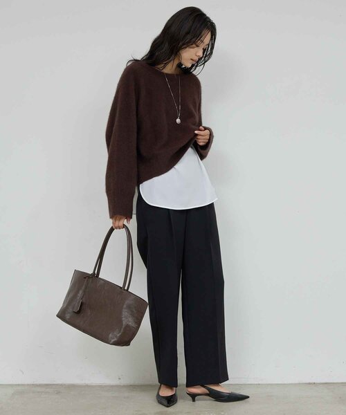 GALLARDAGALANTE（ガリャルダガランテ）の「ファーボートネックプルオーバー（ニット/セーター・レディース・ダークブラウン/ライトグレー・FREE）」の15枚目の写真