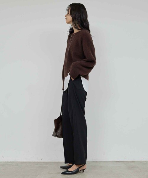 GALLARDAGALANTE（ガリャルダガランテ）の「ファーボートネックプルオーバー（ニット/セーター・レディース・ダークブラウン/ライトグレー・FREE）」の16枚目の写真