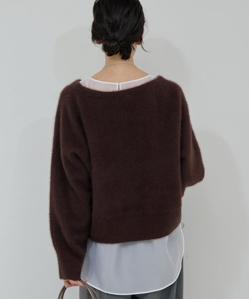 GALLARDAGALANTE（ガリャルダガランテ）の「ファーボートネックプルオーバー（ニット/セーター・レディース・ダークブラウン/ライトグレー・FREE）」の18枚目の写真