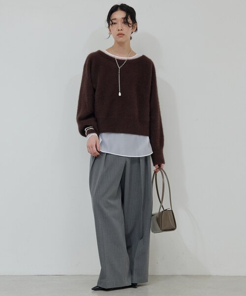 GALLARDAGALANTE（ガリャルダガランテ）の「ファーボートネックプルオーバー（ニット/セーター・レディース・ダークブラウン/ライトグレー・FREE）」の19枚目の写真
