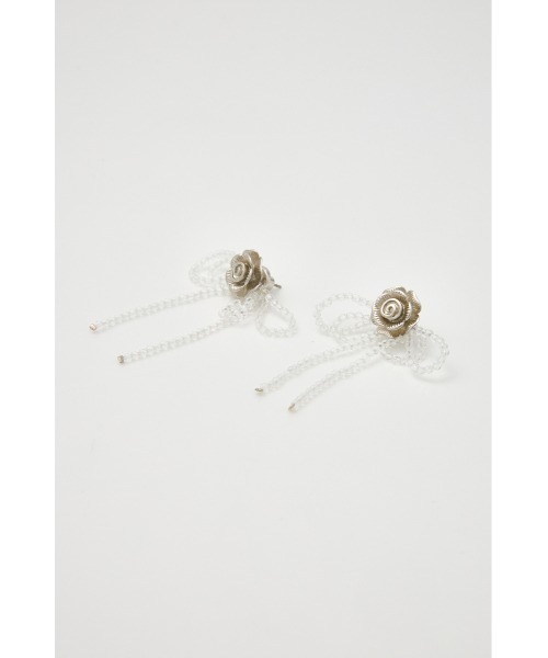 SLY(スライ)の「ROSE MOTIF BEADS P/EARRINGS ローズモチーフ ビーズ ピアス(ピアス(両耳用)・レディース・シルバー・FREE)」の2枚目の写真