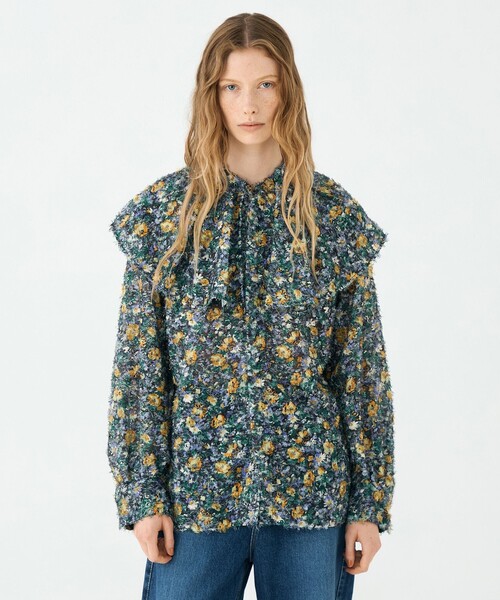 ラメカットジャカード ワイドカラーブラウス（シャツ/ブラウス