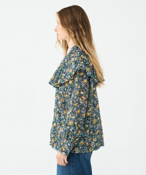 ラメカットジャカード ワイドカラーブラウス（シャツ/ブラウス