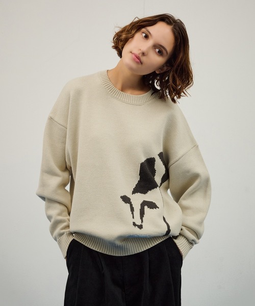 WETTEMPT(ウィテンプト)の「DESIGN JACQUARD KNIT / デザインジャガードニット(ニット/セーター・メンズ・アイボリー/ブラック・SMALL/MEDIUM/LARGE)」の4枚目の写真