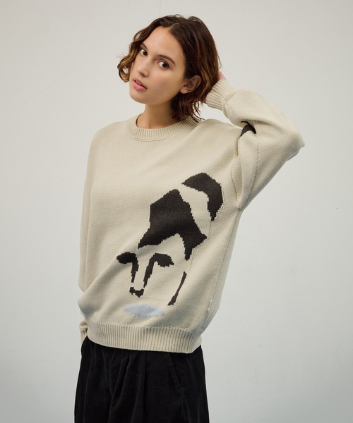 WETTEMPT(ウィテンプト)の「DESIGN JACQUARD KNIT / デザインジャガードニット(ニット/セーター・メンズ・アイボリー/ブラック・SMALL/MEDIUM/LARGE)」の3枚目の写真