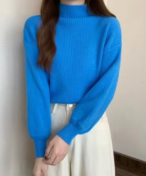LAFFMO（ラフモ）の「ハイネックリブニット（ニット/セーター・レディース・ブラック/ブラウン/キャメル/ピンク/レッド/ホワイト/ブルー/グレー/イエロー/ベージュ・F）」の7枚目の写真