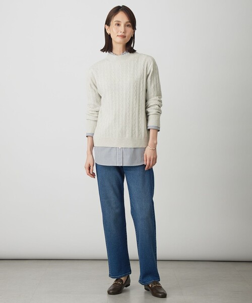 J.PRESS(ジェイプレス)の「裏起毛ストレッチ デニム パンツ(デニムパンツ・レディース・ブラック系/ダルブルー系・T15/T13/T17)」の9枚目の写真