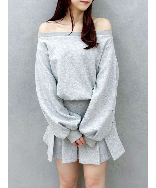 dazzlin（ダズリン）の「ビジュースリーブカットプルオーバー（スウェット・レディース・ブラック/オフホワイト/グレー・FREE）」の14枚目の写真