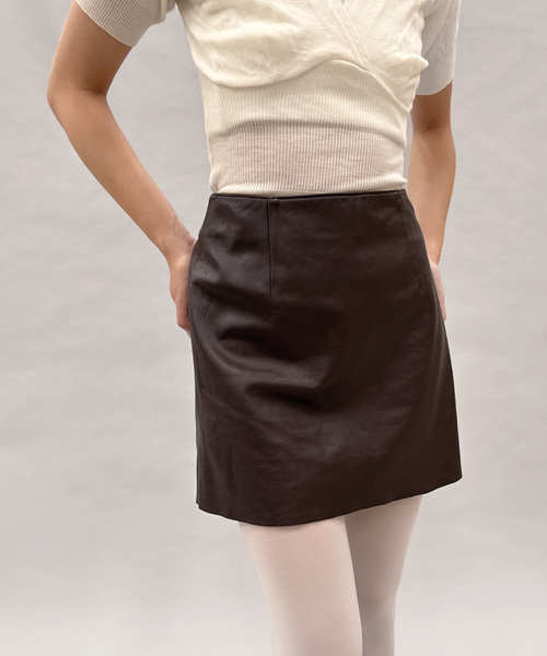 EDIT. FOR LULU(エディットフォールル)の「ラムレザーミニスカート(スカート・レディース・ブラウン・FREE)」の4枚目の写真