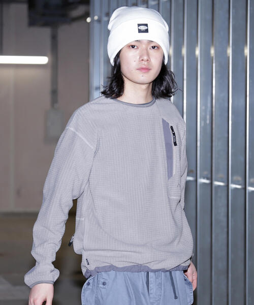 MANASTASH(マナスタッシュ)の「MANASTASH/マナスタッシュ/GRID FLEECE CREW(ジャージ・メンズ・グレー/ブラック/オリーブ系・L/M/S/XL)」の2枚目の写真