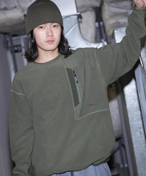 MANASTASH(マナスタッシュ)の「MANASTASH/マナスタッシュ/GRID FLEECE CREW(ジャージ・メンズ・グレー/ブラック/オリーブ系・L/M/S/XL)」の12枚目の写真