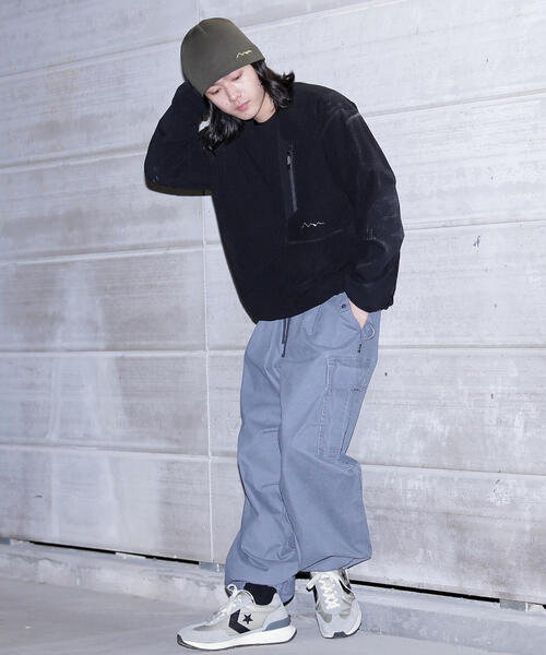 MANASTASH(マナスタッシュ)の「MANASTASH/マナスタッシュ/GRID FLEECE CREW(ジャージ・メンズ・グレー/ブラック/オリーブ系・L/M/S/XL)」の4枚目の写真
