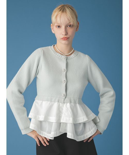 FURFUR（ファーファー）の「【WEB限定カラー】ペプラムレイヤードカーディガン（カーディガン/ボレロ・レディース・ブラック/ネイビー/ライトブルー/チャコールグレー・F）」の12枚目の写真