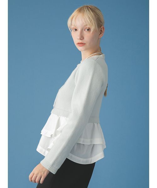 FURFUR（ファーファー）の「【WEB限定カラー】ペプラムレイヤードカーディガン（カーディガン/ボレロ・レディース・ブラック/ネイビー/ライトブルー/チャコールグレー・F）」の14枚目の写真