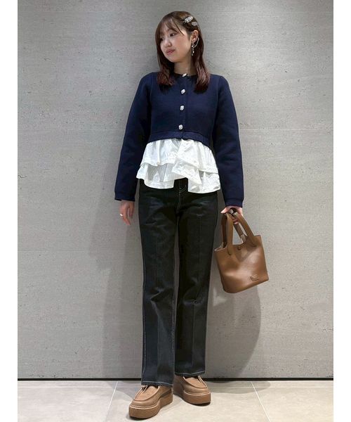 FURFUR（ファーファー）の「【WEB限定カラー】ペプラムレイヤードカーディガン（カーディガン/ボレロ・レディース・ブラック/ネイビー/ライトブルー/チャコールグレー・F）」の19枚目の写真