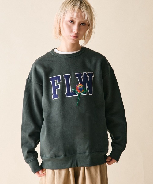 rehacer（レアセル）の「rehacer : FLW Logo on Wakayama HW Sweat / FLW ロゴ オン 和歌山 ファブリック ヘビーウェイト スウェットカットソー（スウェット・レディース・ブラック/グリーン・SMALL）」の5枚目の写真