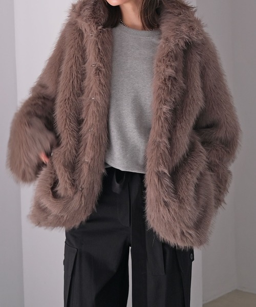 セール】フェイクファースタンドカラージャケット（その他アウター