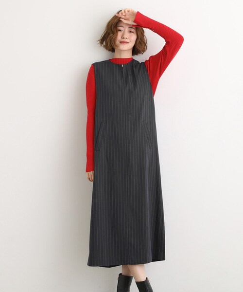 grove(グローブ)の「【2WAY/美シルエット】着こなし自在のジャンドレワンピース(ワンピース・レディース・チャコール/ブラック/ブラック系1・02/03/01/04/05)」の3枚目の写真
