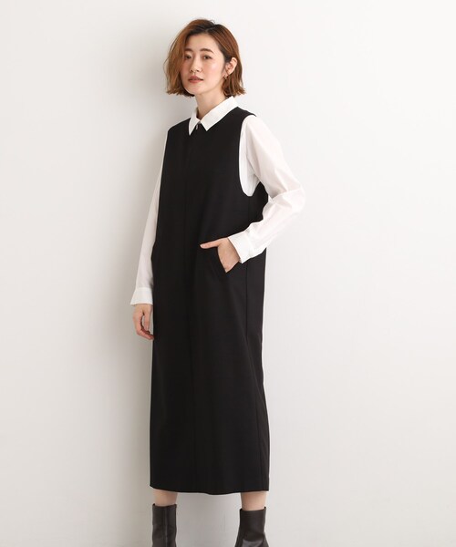 grove(グローブ)の「【2WAY/美シルエット】着こなし自在のジャンドレワンピース(ワンピース・レディース・チャコール/ブラック/ブラック系1・02/03/01/04/05)」の1枚目の写真