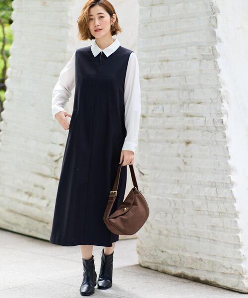grove(グローブ)の「【2WAY/美シルエット】着こなし自在のジャンドレワンピース(ワンピース・レディース・チャコール/ブラック/ブラック系1・02/03/01/04/05)」の4枚目の写真