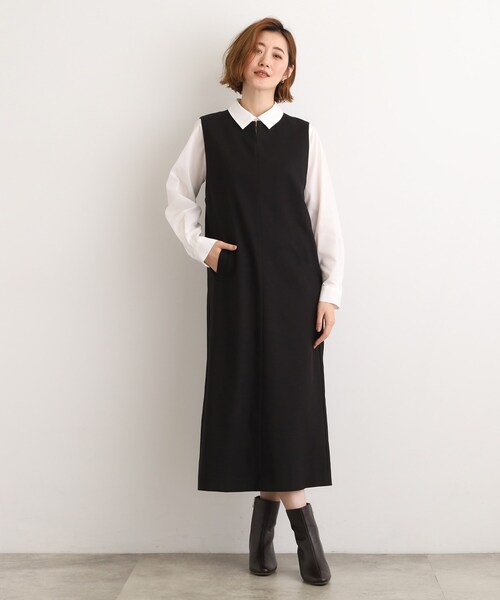 grove(グローブ)の「【2WAY/美シルエット】着こなし自在のジャンドレワンピース(ワンピース・レディース・チャコール/ブラック/ブラック系1・02/03/01/04/05)」の6枚目の写真