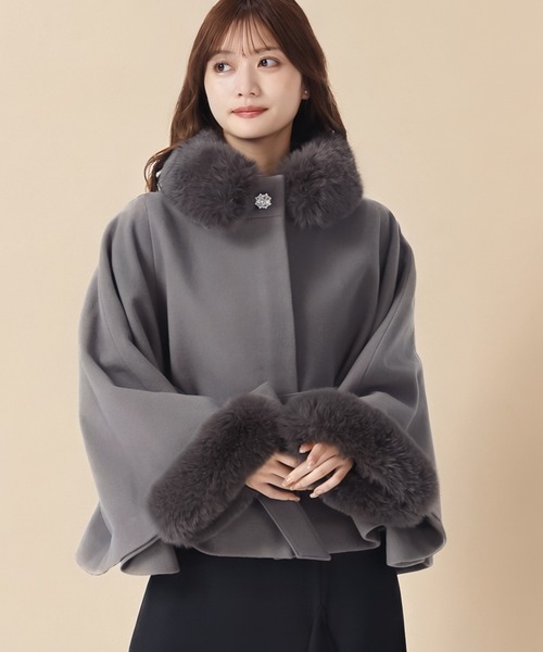セール】2025秋冬新作 ブローチ付きポンチョコート（ポンチョ）｜MISCH
