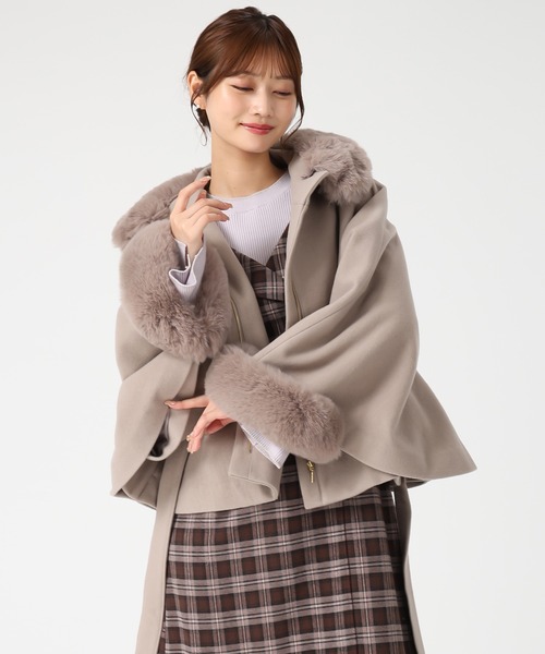 新品ミッシュマッシュ　 ポンチョコート　グレイッシュベージュ MISCHMASCH ミッシュマッシュ ポンチョコート グレイッシュベージュ