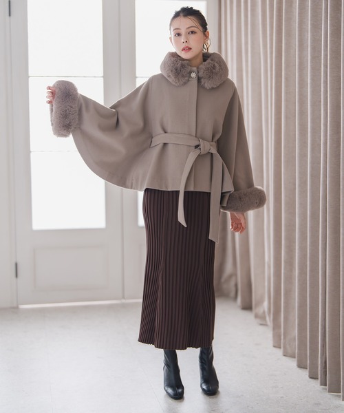 新品ミッシュマッシュ　 ポンチョコート　グレイッシュベージュ ミッシュマッシュ MISCH MASCH □2024秋冬新作□ポンチョコート