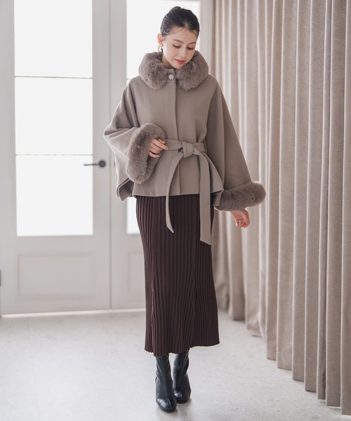 セール】2025秋冬新作 ブローチ付きポンチョコート（ポンチョ）｜MISCH