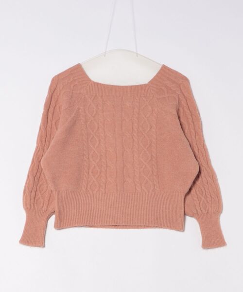 WESTSEA(ウエストシー)の「スクエアネック × バルーンスリーブ ケーブルニット ショート丈(ニット/セーター・レディース・ブラック/ピンク/オフホワイト・FREE)」の18枚目の写真
