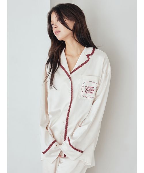 gelato pique（ジェラートピケ）の「レースサテンシャツ（ルームウェア