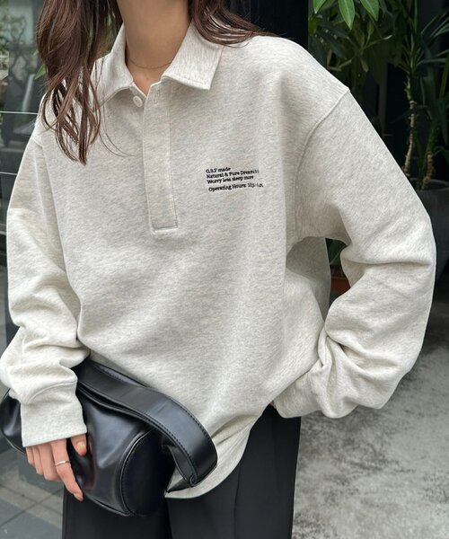 DISCOAT ワンポイント刺繍スウェットドロストフーディ Discoat｜【ユニセックス】ワンポイント刺繍スウェットドロスト